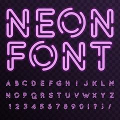 Neon, vector font.