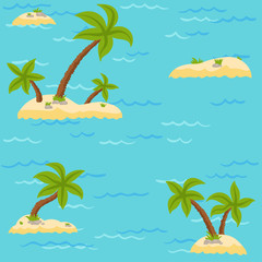 Fototapeta na wymiar Seamless pattern with palms and islands