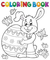 Foto auf Acrylglas Für Kinder Coloring book Easter rabbit theme 8