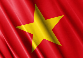 Vietnam waving flag close