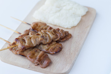 Grilled pork in asian style sticky rice