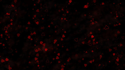 Love themed black background with hearts and roses for Valentine's Day