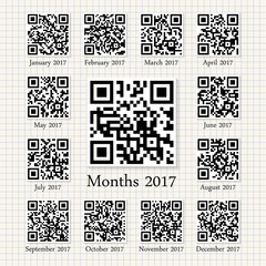 Fototapeta premium Simple QR code months design template