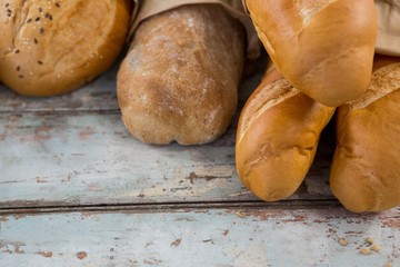 Close-up of different types of bread
