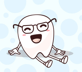 Vector illustration of smile white tooth with hands and legs on