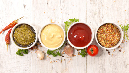 assorted various of sauce dip - obrazy, fototapety, plakaty