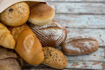 Close-up of variety of breads