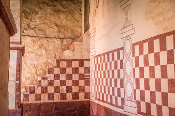Jesuit Mission wall paintings in San Jose de Chiquitos, Bolivia