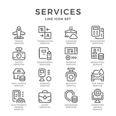 Set line icons of services