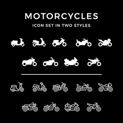 Set icons of motorcycle