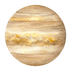 Solar System Planets - Venus. Watercolor illustration. Solar System Planetes