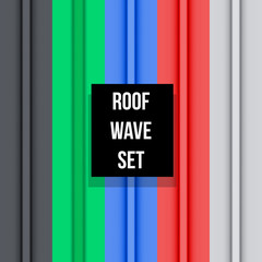 Set of different color wave metal roof seamless patterns. Classic style. Vector illustration