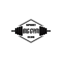 Monochrome Vector illustration Big Gym logo or emblem isolated on white background.
