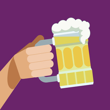 Graphic Poster Image Hand Raising A Foamy Glass Of Beer In A Toast

