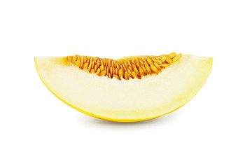 Honeydew melon slice on white background