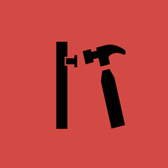 hammer and nail icon. flat design