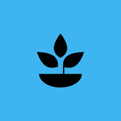 Flower in pot icon. flat design