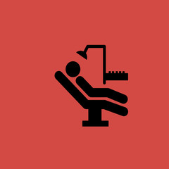 Man sitting on dental chair icon. flat design