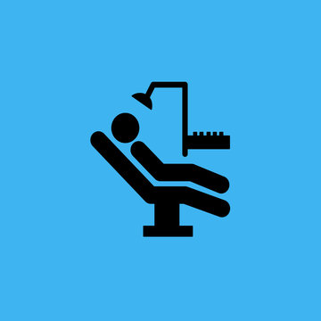 Man Sitting On Dental Chair Icon. Flat Design