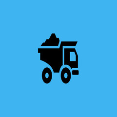 Truck with bricks icon. flat design