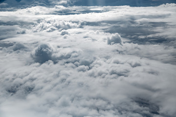 White clouds, view from above air plane window
