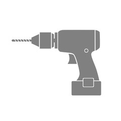 Grey drill vector icon, isolated object on white background