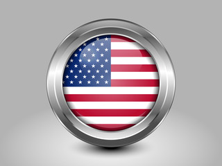 Flag of United States of America. American Flag. Metal and Glass
