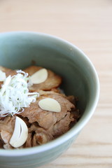 Chashu don , sliced pork with rice Japanese food