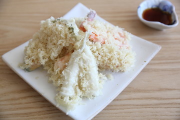 Mix tempura on wood background