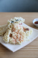 Mix tempura on wood background