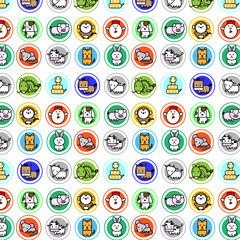 Cute animal cartoon icon for chinese zodiac vector pattern