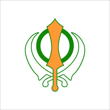 Sikhism religion Khanda symbol flat icon on background