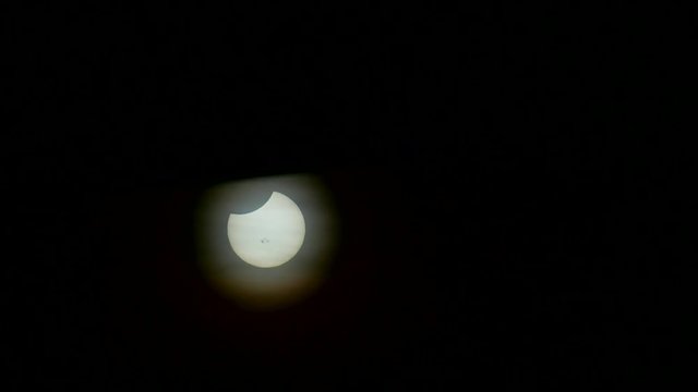 Solar Partial Eclispe with Big Sunspots