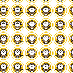 Cute monkey cartoon icon for chinese zodiac vector pattern