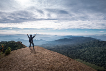 Traveler standing on the top of Doi Monjong in Chiang Mai, Thailand