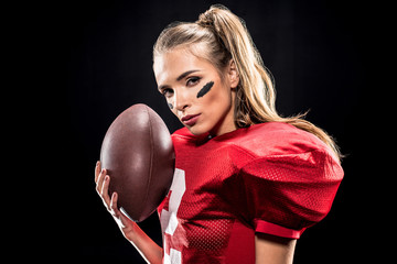 Female american football player in uniform