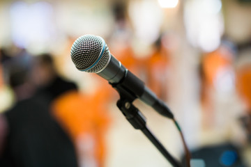 microphone in concert hall, conference or stage