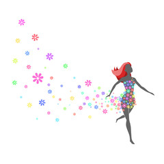 Frau mit buntem Kleid aus Blumen