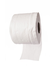 roll of toilet paper on whtie background