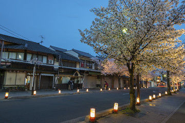 Main Street at resort town Arashiyama, Kyoto, Japan