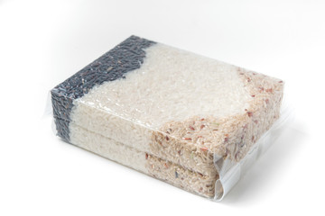 jasmine rice and brown rice and rice berries in vacuum bag