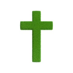 Christian Cross from grass.3D rendering illustration.
