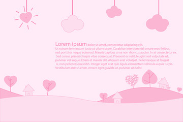 Pink Simple urban town with heart and valentine concept