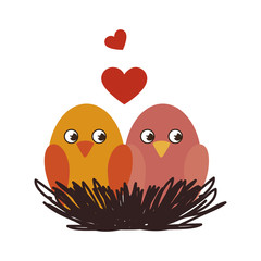 cute birds decorative card vector illustration design