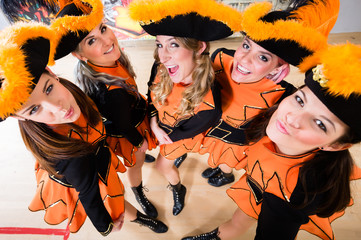 Rote Funken Gruppe beim Fasching am Rosenmontag