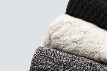 Warm knitted cloth details background