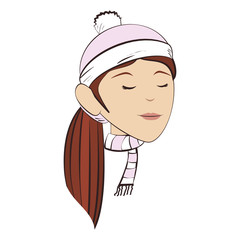 woman character with winter clothes vector illustration design