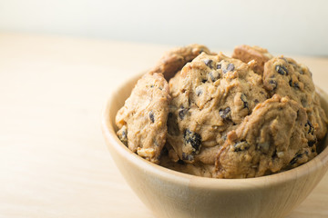 chocolate cookies on wood bowl for happy new year