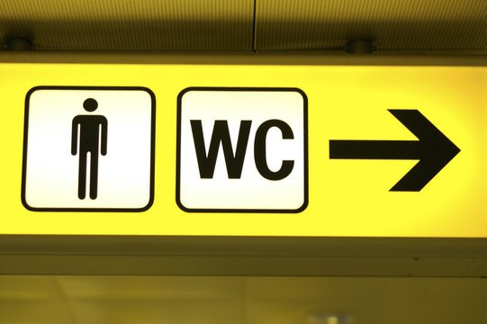 Isign, arrow to the right, men´s toilette, WC