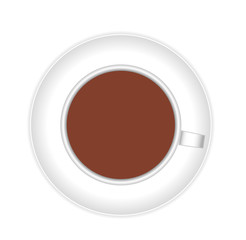 Cup of coffee vector illustration . Top view of Coffee Cup isolated on on white.